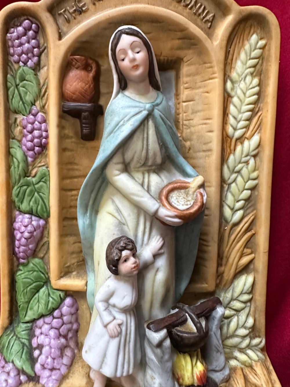 1988 Antique Kitchen Madonna Wall Plaque - Multicolor Religious Figurine - Picture 4 of 5